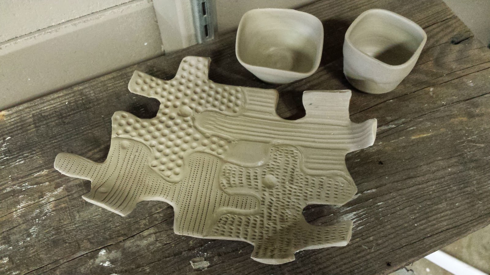 Day 12 Ceramic Puzzle Sushi Tray, Saki Cup & Sauce Dish 1LB of Clay